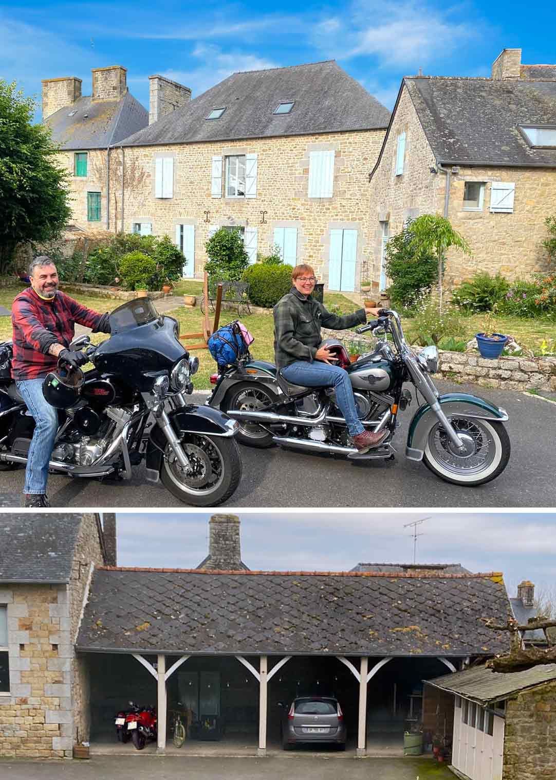 bikers in the gardensacura courtyard